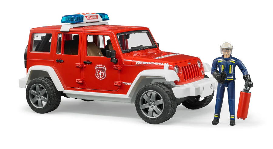 Bruder Jeep Rubicon Fire Department Vehicle with Fireman