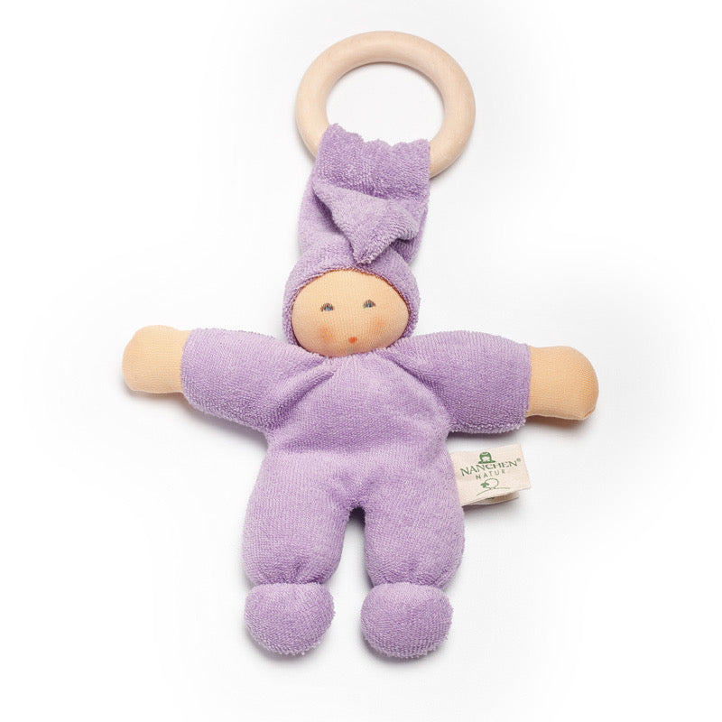 Nanchen Natur Organic Snuggle Baby with Wooden Ring · Lilac