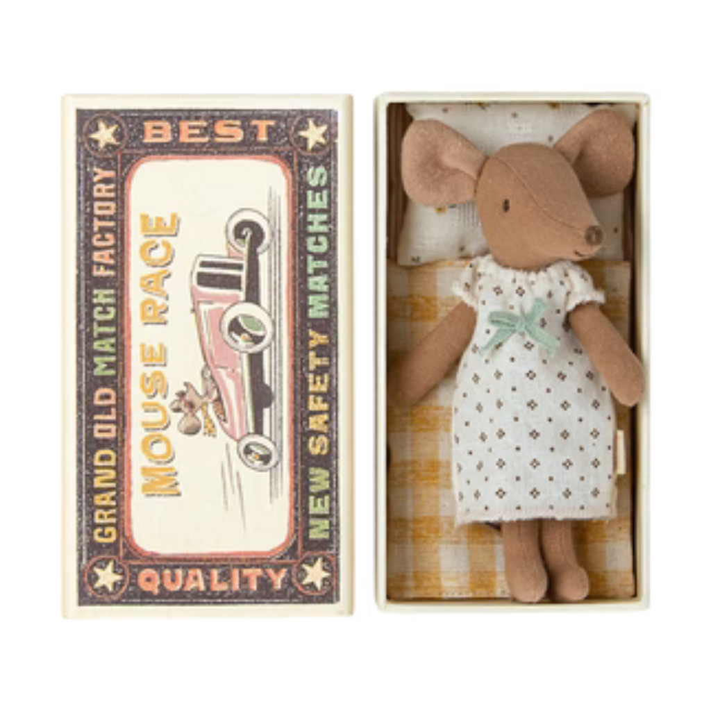 Maileg Matchbox Mouse · Big Sister in Nightgown