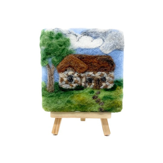 The Crafty Kit Company Paint with Wool: Mini Masterpiece Old Stone Cottage Craft Kit