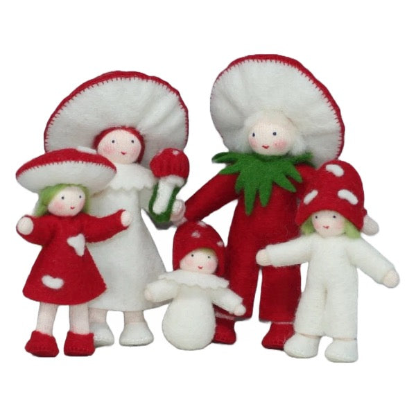 Red Mushroom Family with White Skin • Sold Individually