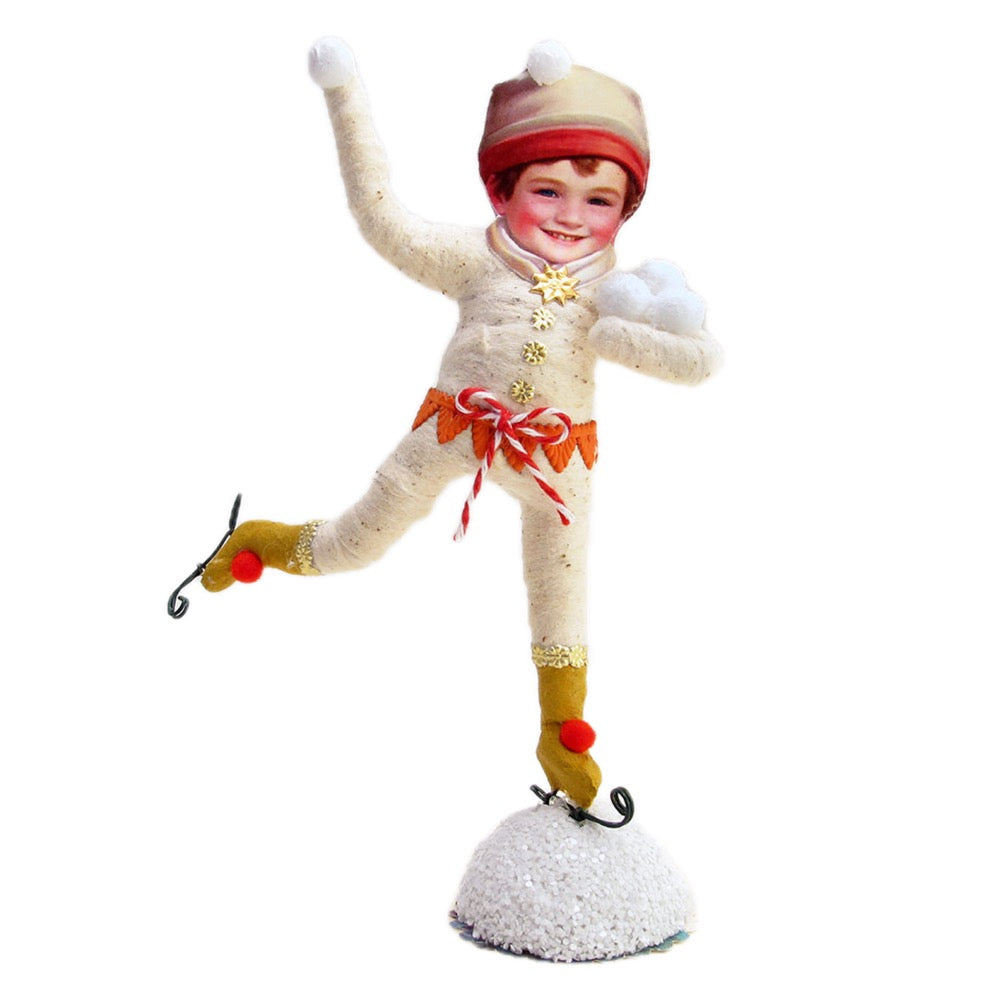 Vintage By Crystal Ice Skating Snowball Thrower Figure