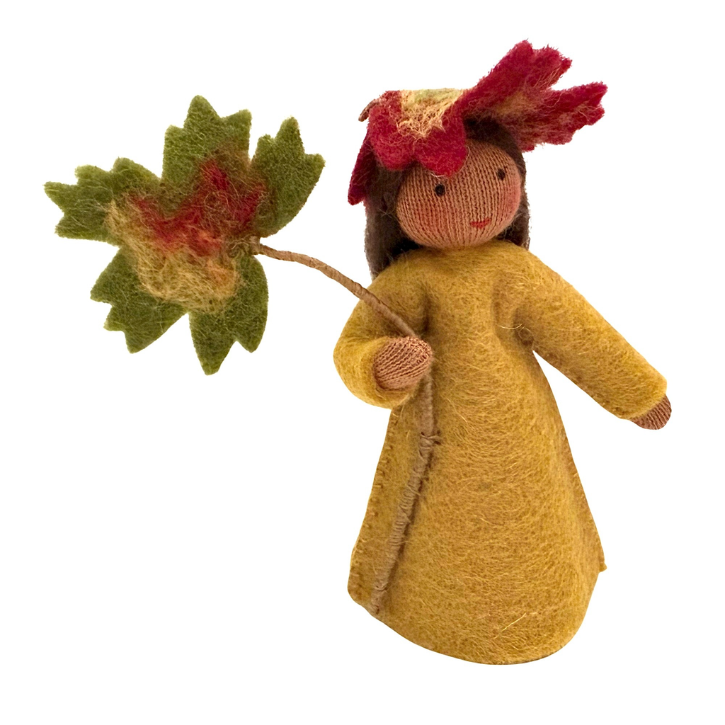 Autumn Fairy Holding Leaf  · Brown