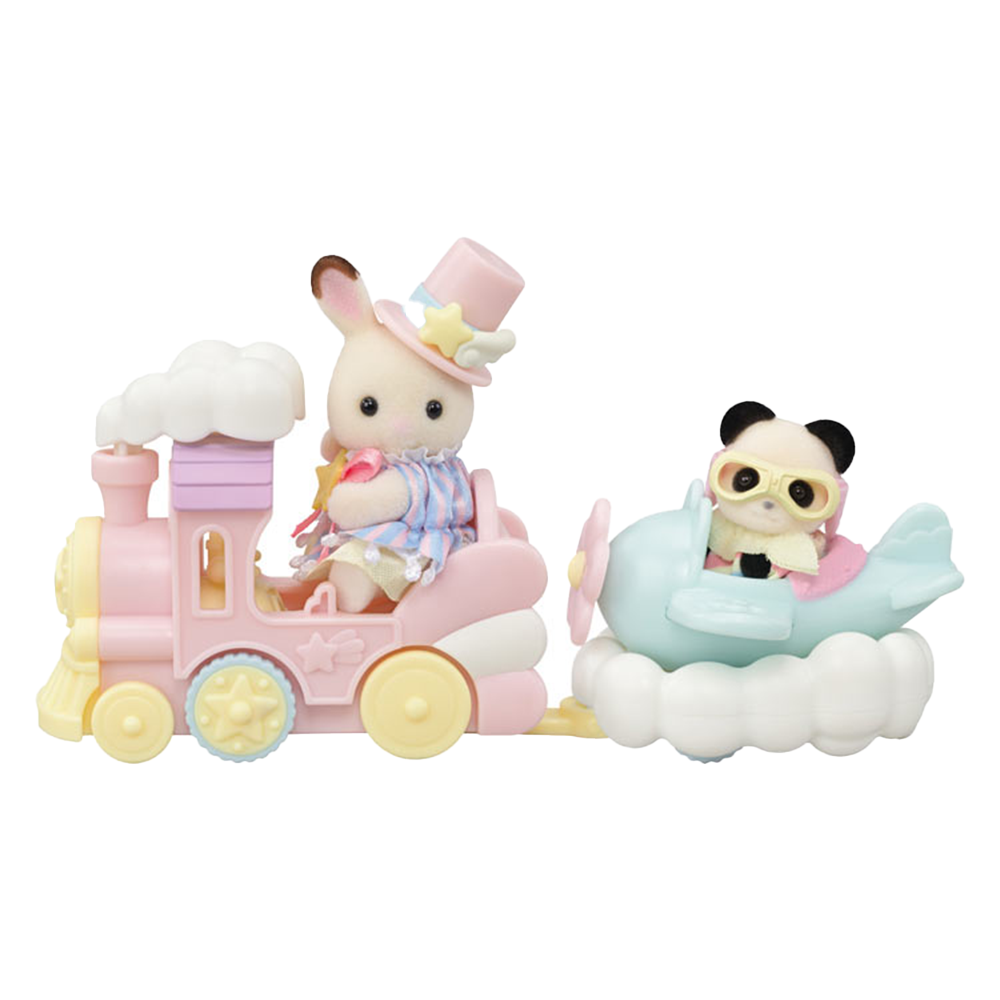 Sylvanian Families · Rabbit and Panda Train and Plane Set