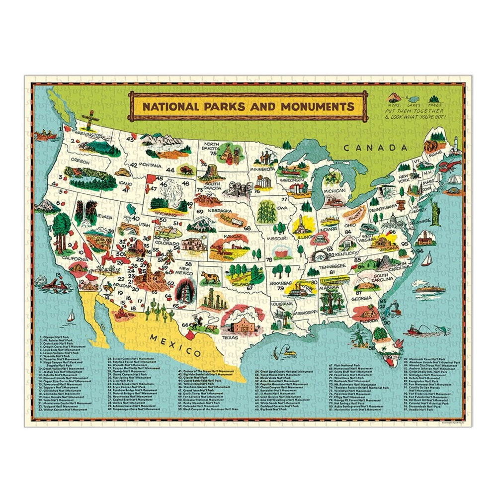 Cavallini & Co. 1000 Piece National Parks Map Jigsaw Puzzle