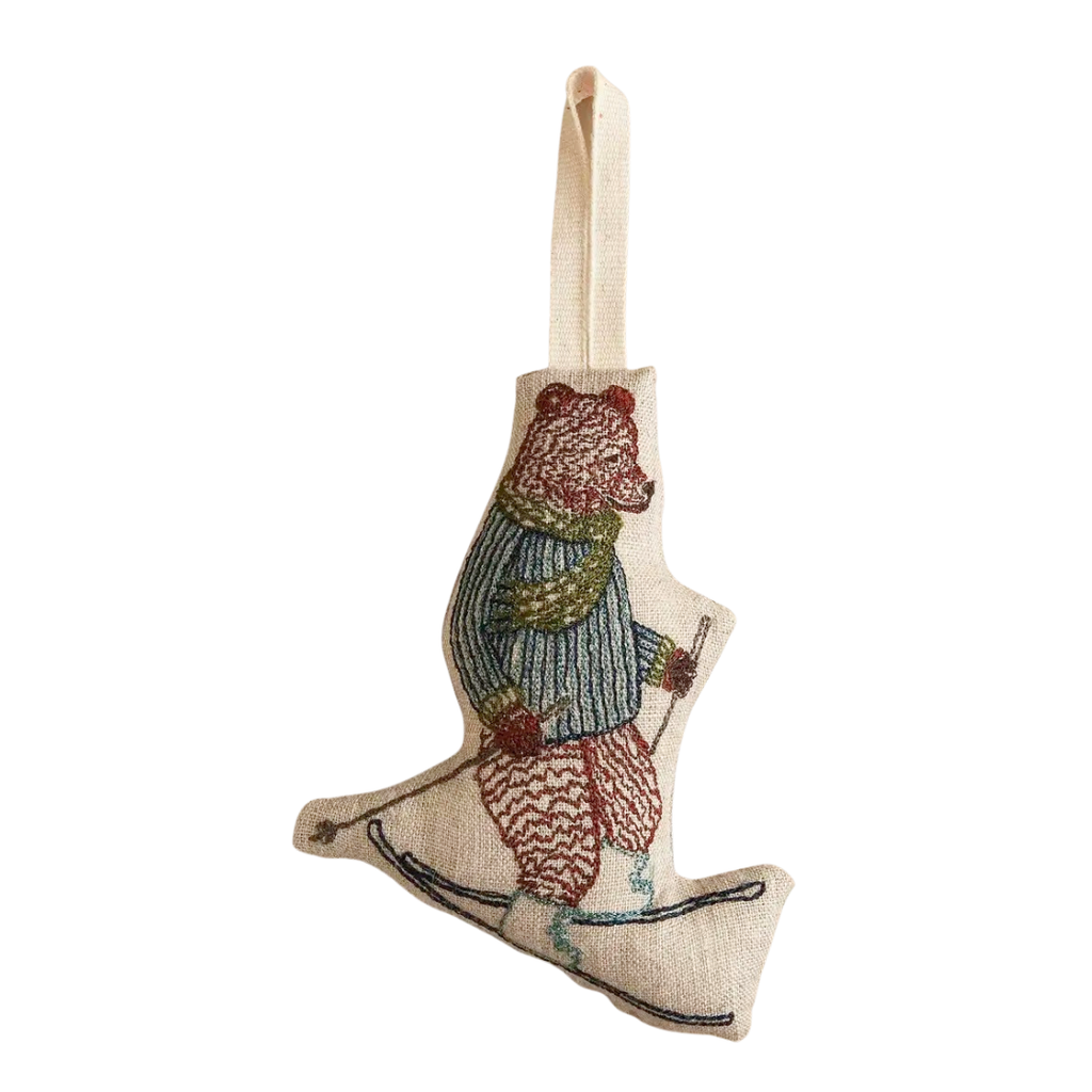 Coral and Tusk Downhill Bear Ornament