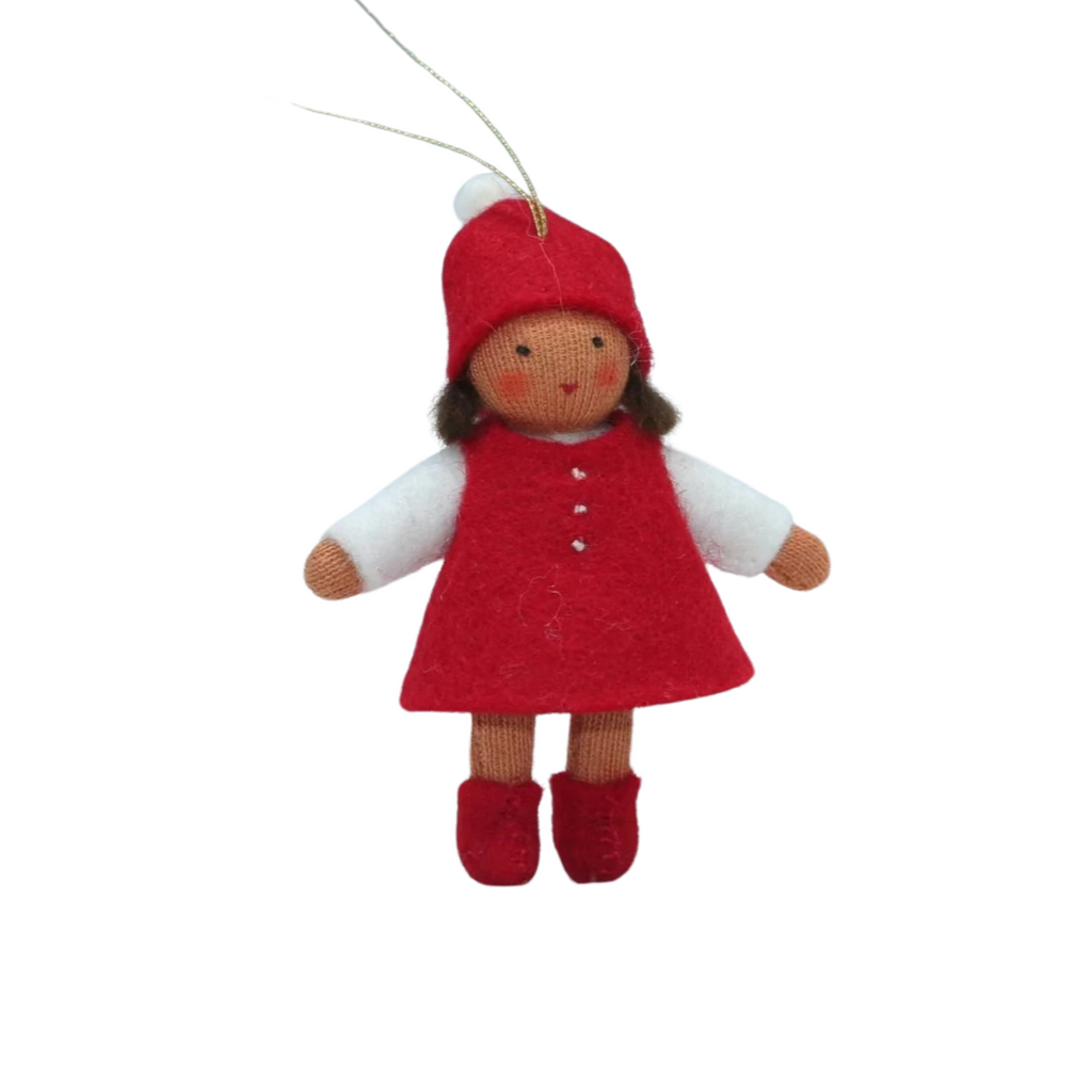 Santa's Helper Girl Ornament · Brown