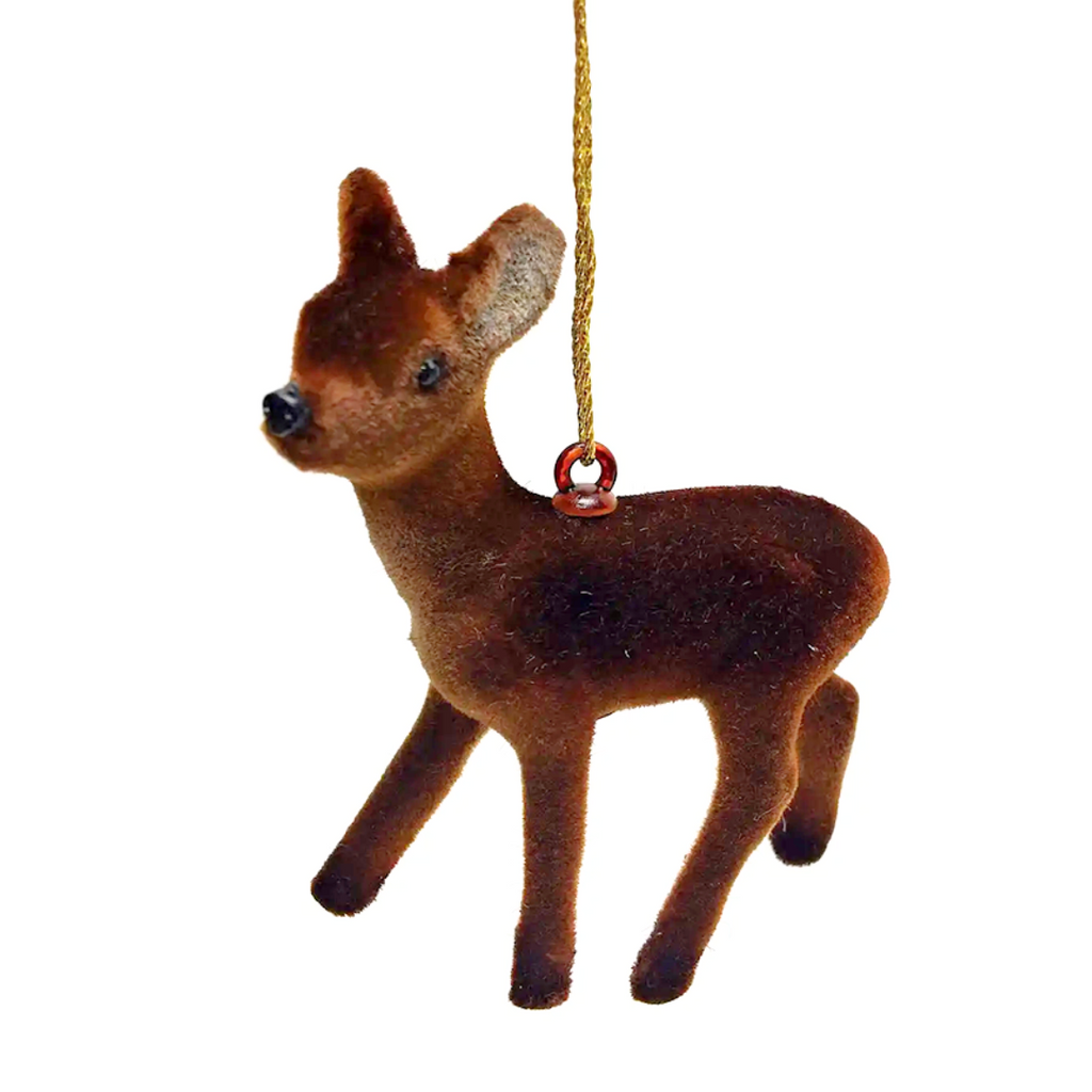 Flocked Felt Deer Ornament