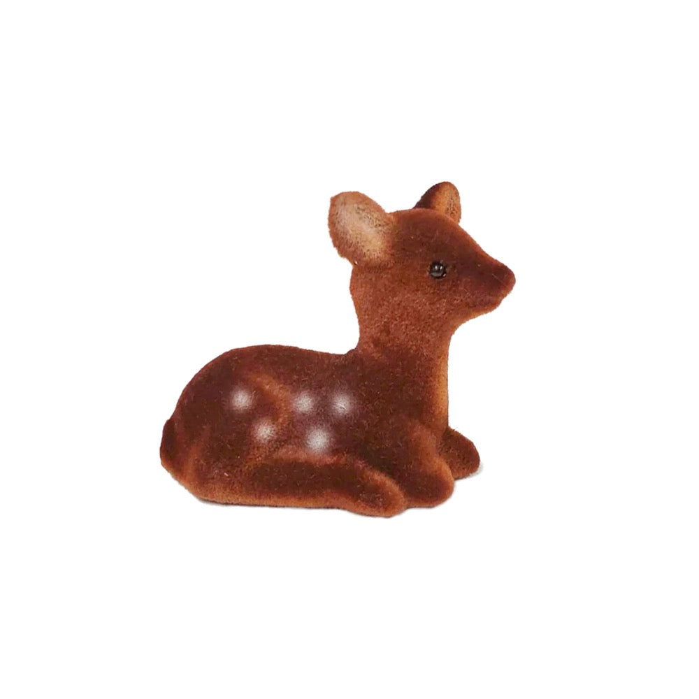 Flocked Felt Spotted Deer Figurine