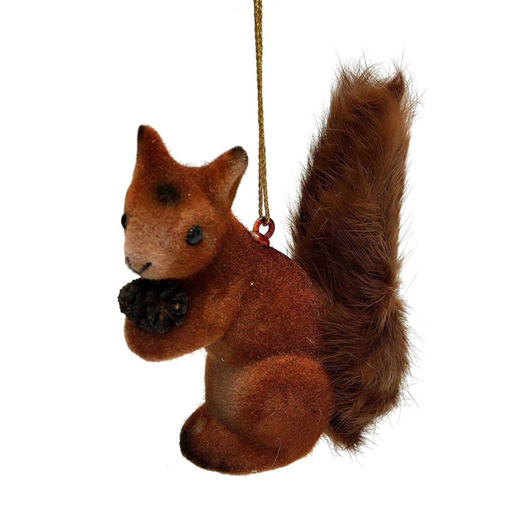 Flocked Felt Squirrel Ornament