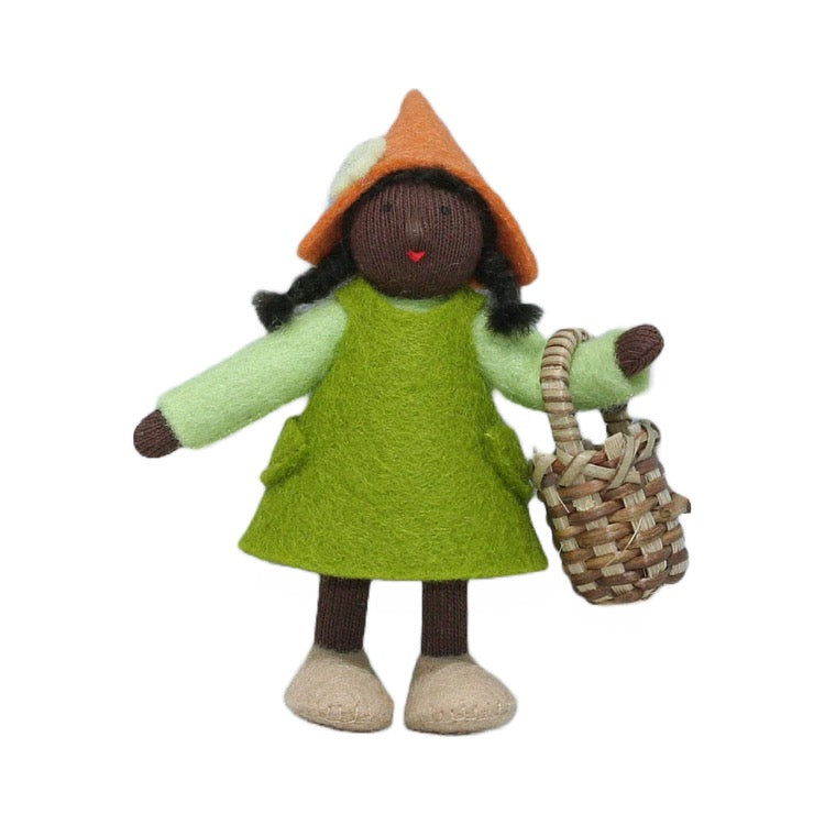 Garden Gnome Girl with Basket · Black