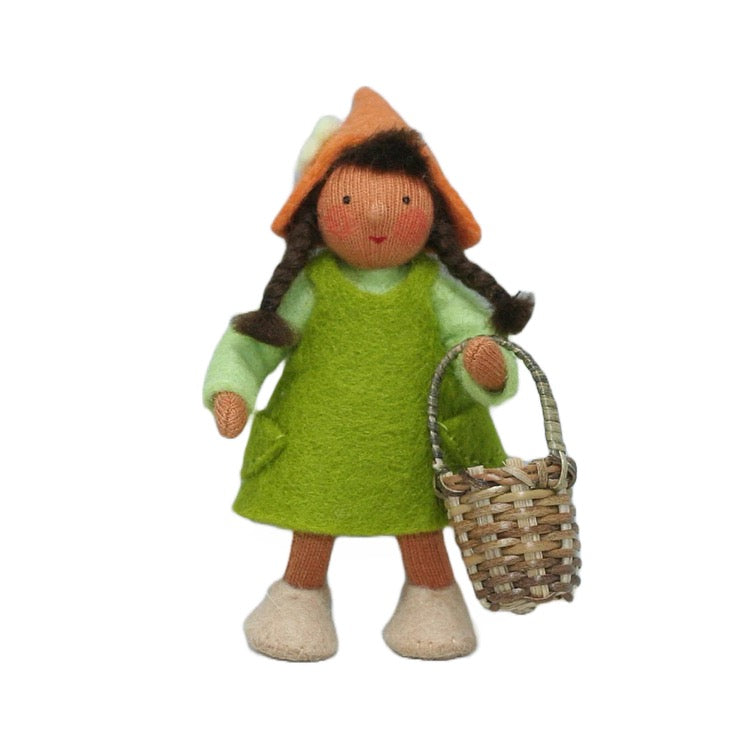 Garden Gnome Girl with Basket · Brown