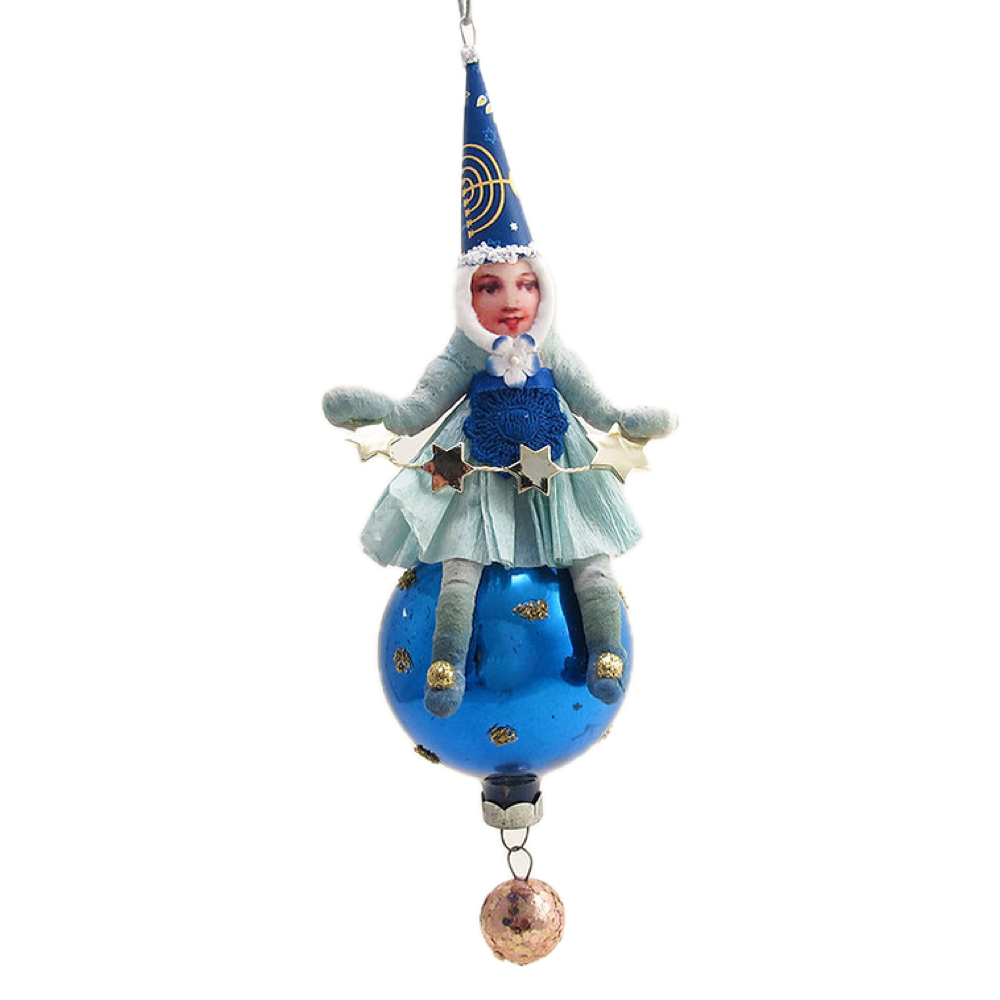 Vintage By Crystal Hanukkah Girl On Glass Ball Ornament