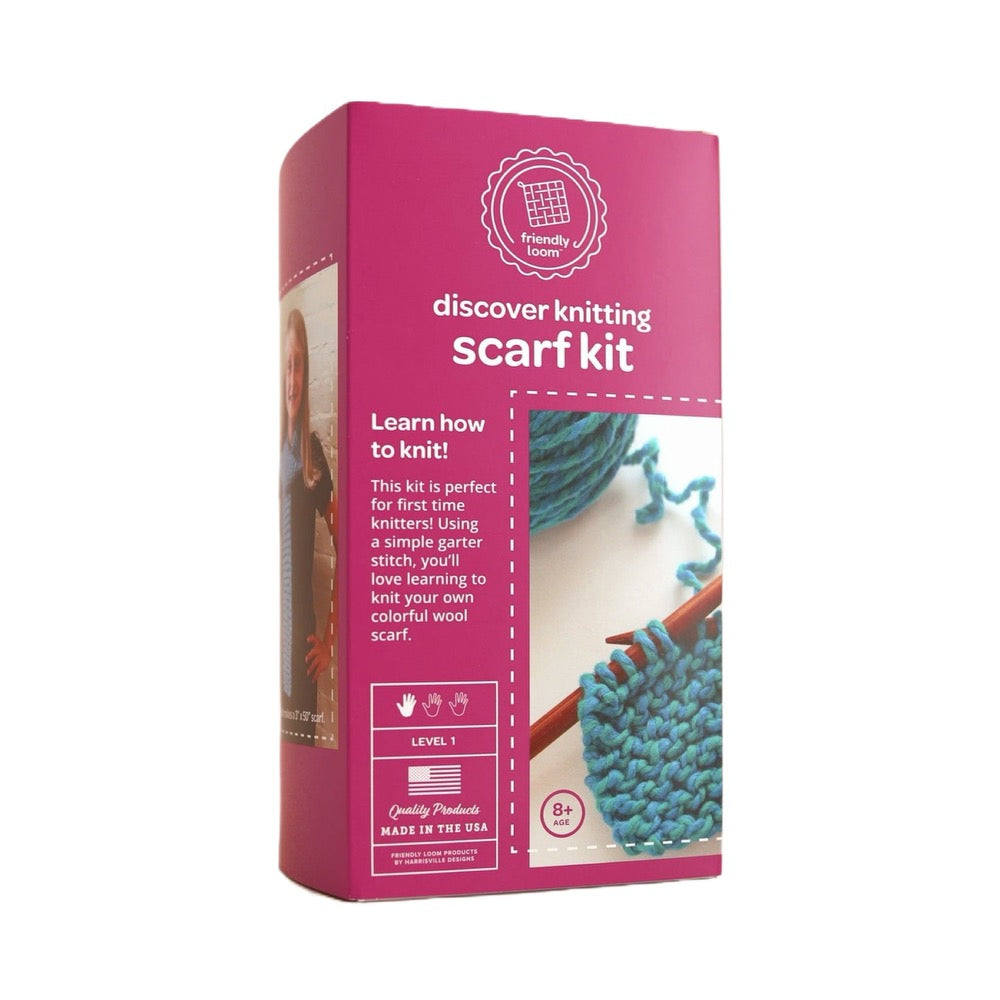 Harrisville Designs Discover Knitting Blue Scarf Kit