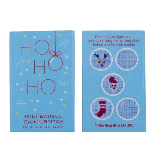 Ho Ho Ho Christmas Cross Stitch in a Matchbox