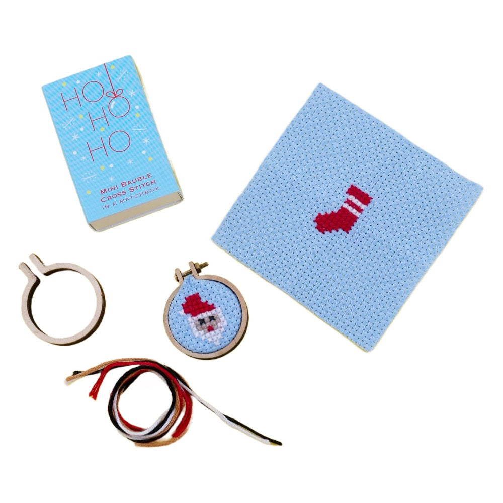 Ho Ho Ho Christmas Cross Stitch in a Matchbox