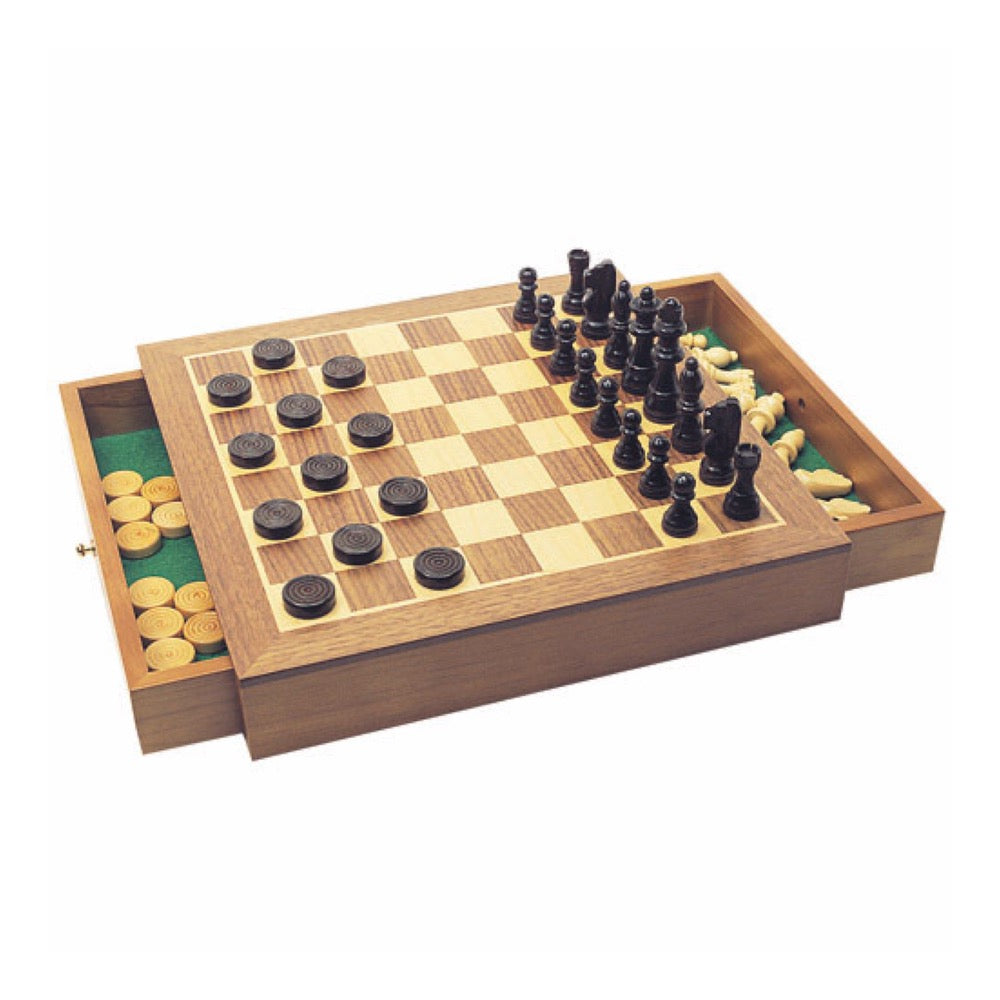 House of Marbles Wooden Chess and Checkers or Draughts Set