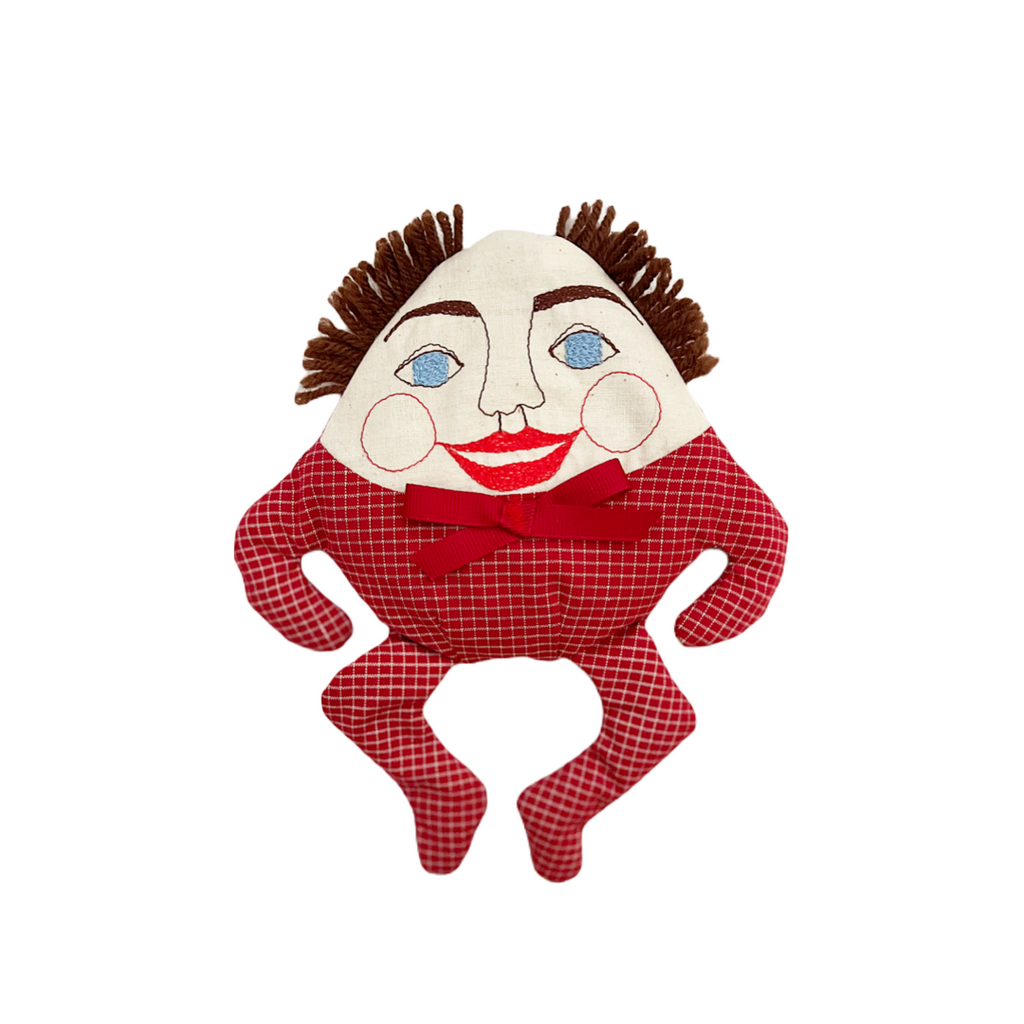 Humpty Dumpty Small Bean Bag Doll · Wine Colored Grid