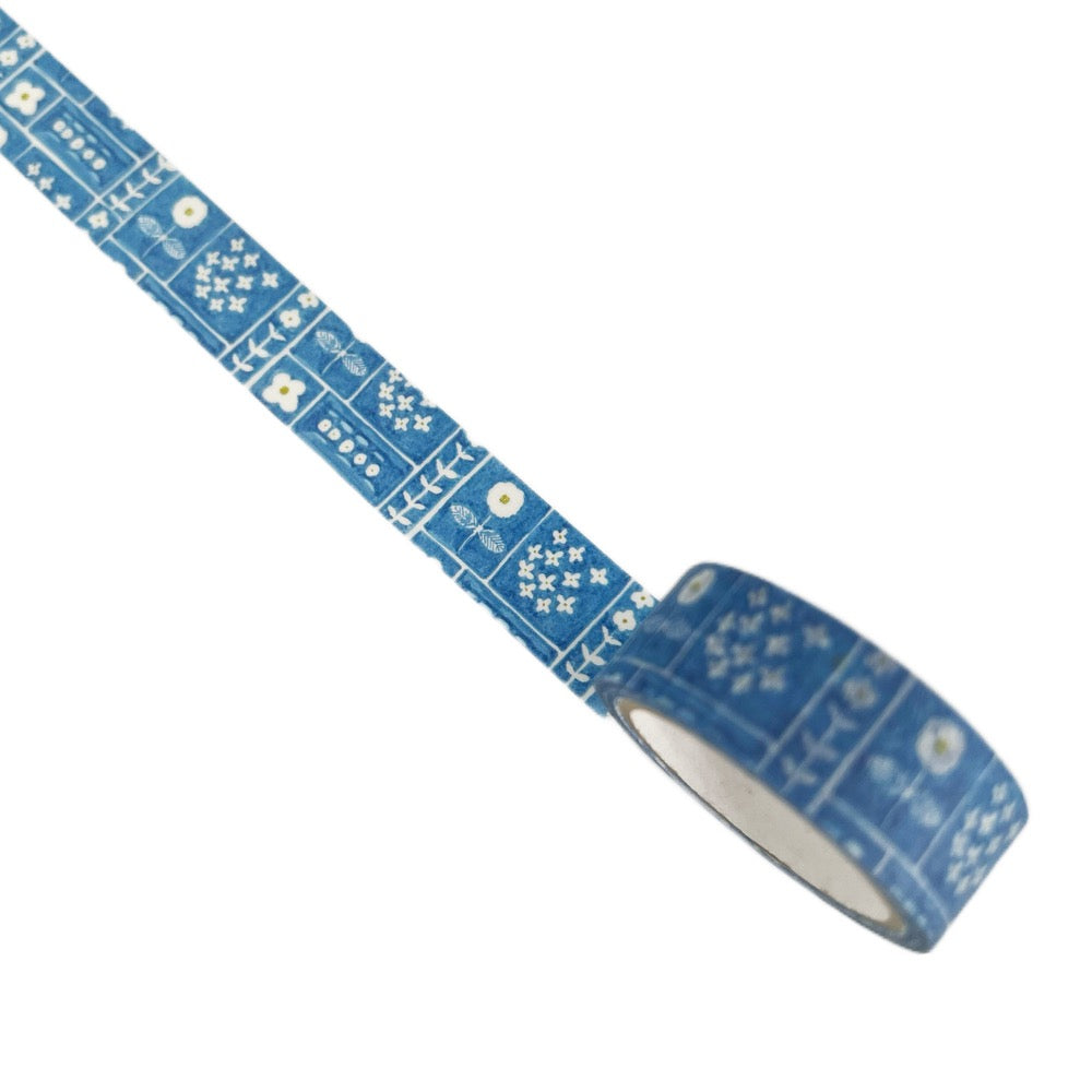 Japanese Masking Tape · Blue Floral Squares