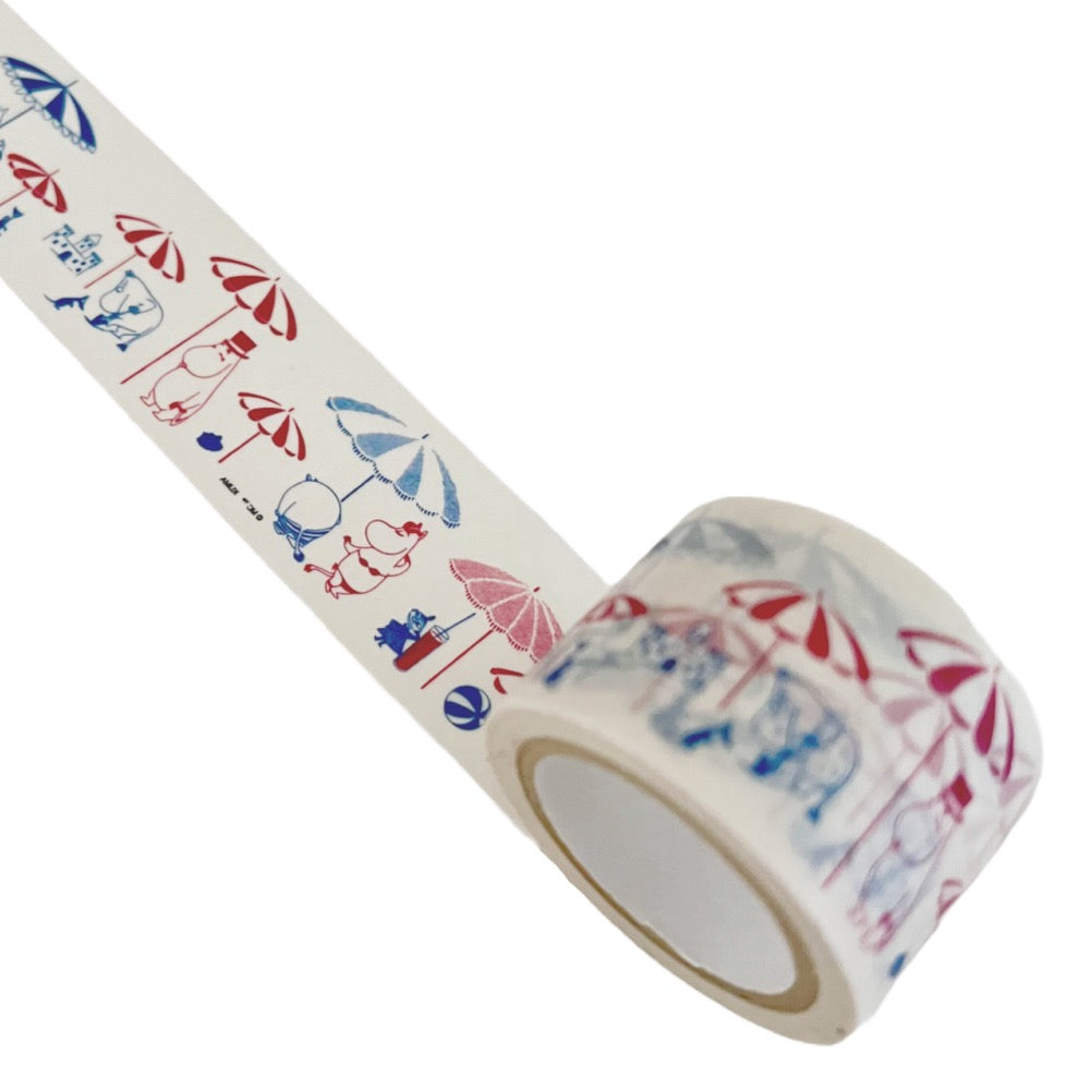 Japanese Masking Tape · Moomin Riviera Beach Scene in Red and Blue