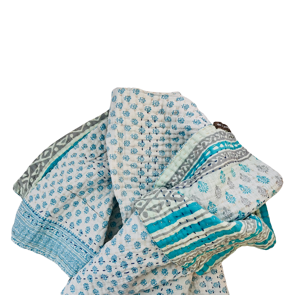 Jeanette Farrier Kantha Blanket · Baby Blues