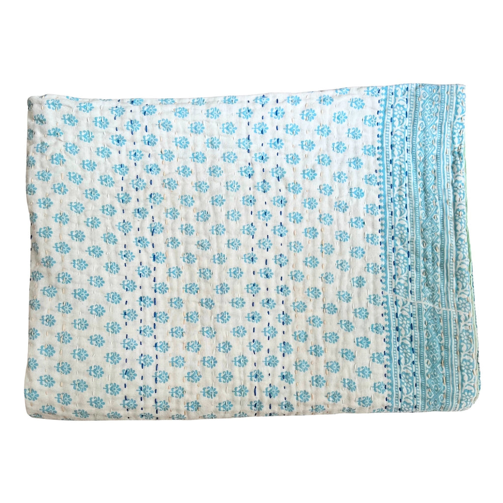 Jeanette Farrier Kantha Blanket · Baby Blues