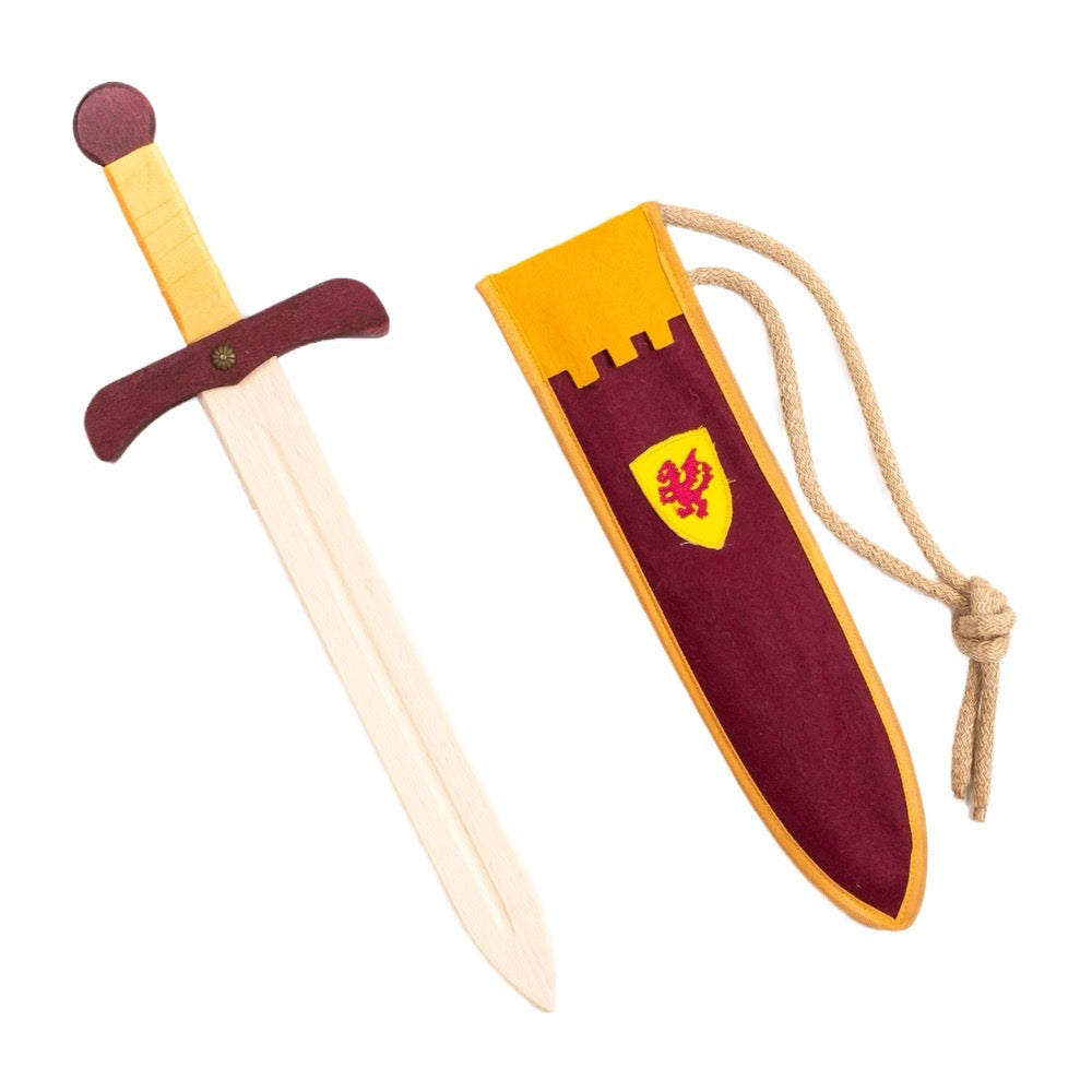 Kalid Medieval Sword and Pouch Set · Garnet