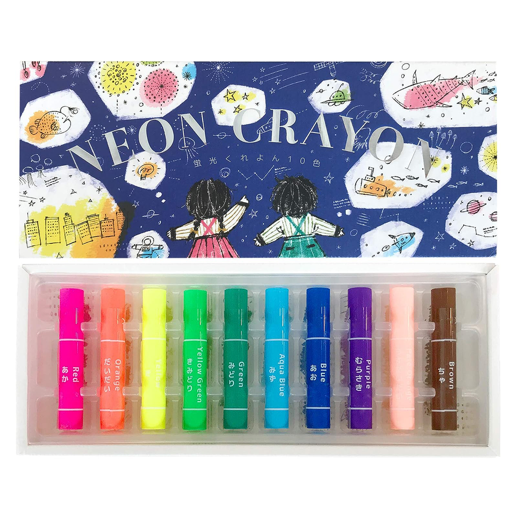 Kokuyo Fluorescent 10 Piece Crayon Set
