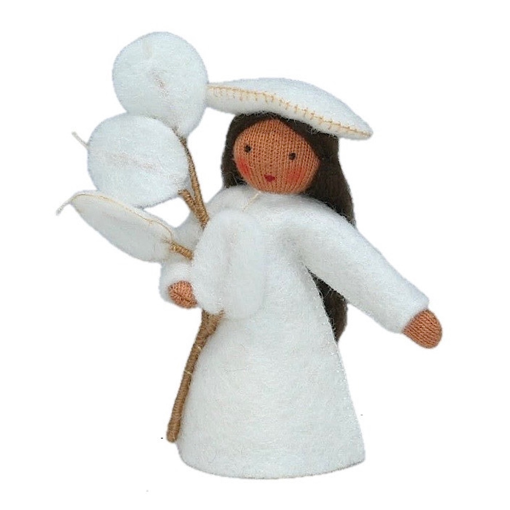 Silver Dollar Fairy Holding Flowers · Brown