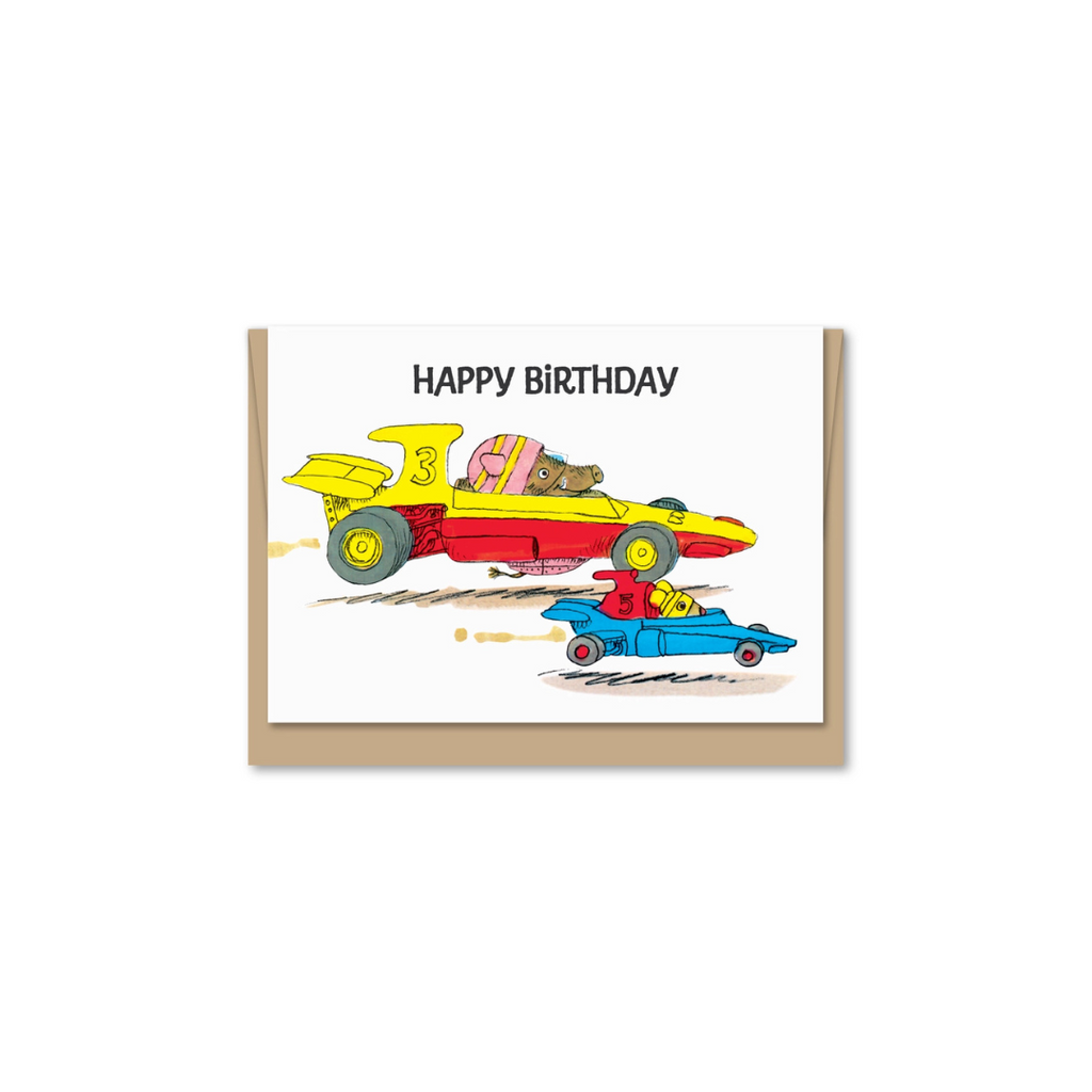 Maginating Richard Scarry Mini Racing Car Birthday Card