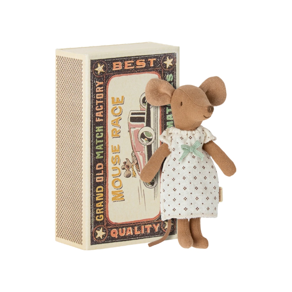 Maileg Matchbox Mouse · Big Sister in Nightgown