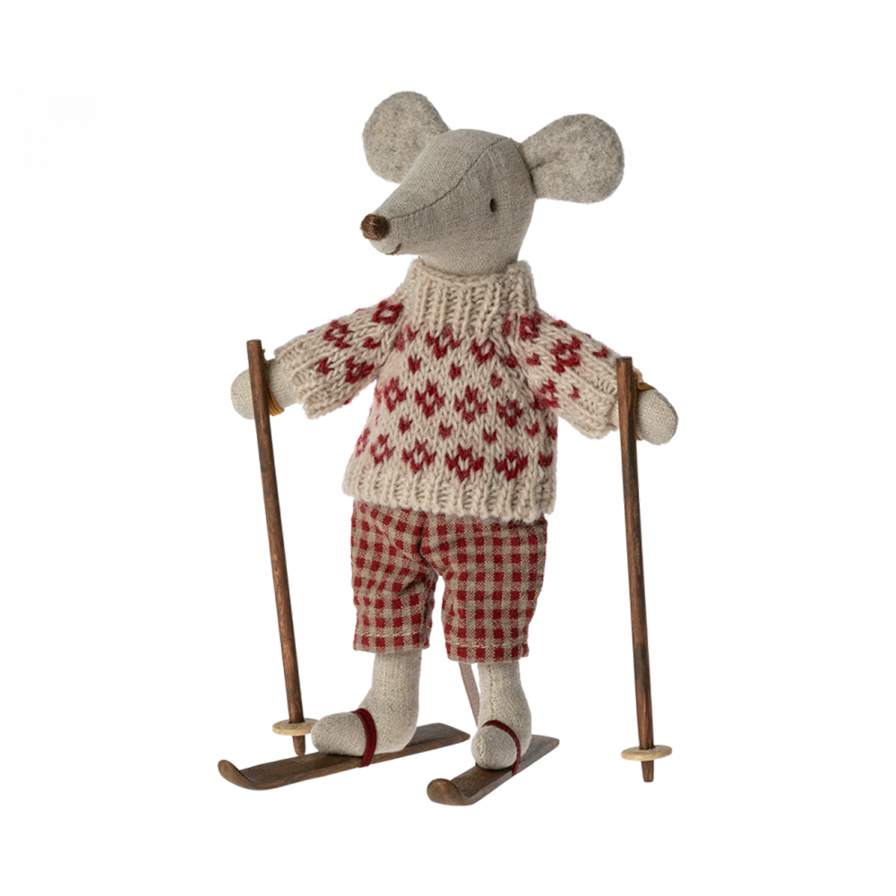 Maileg Mum Winter Mouse with Ski Set