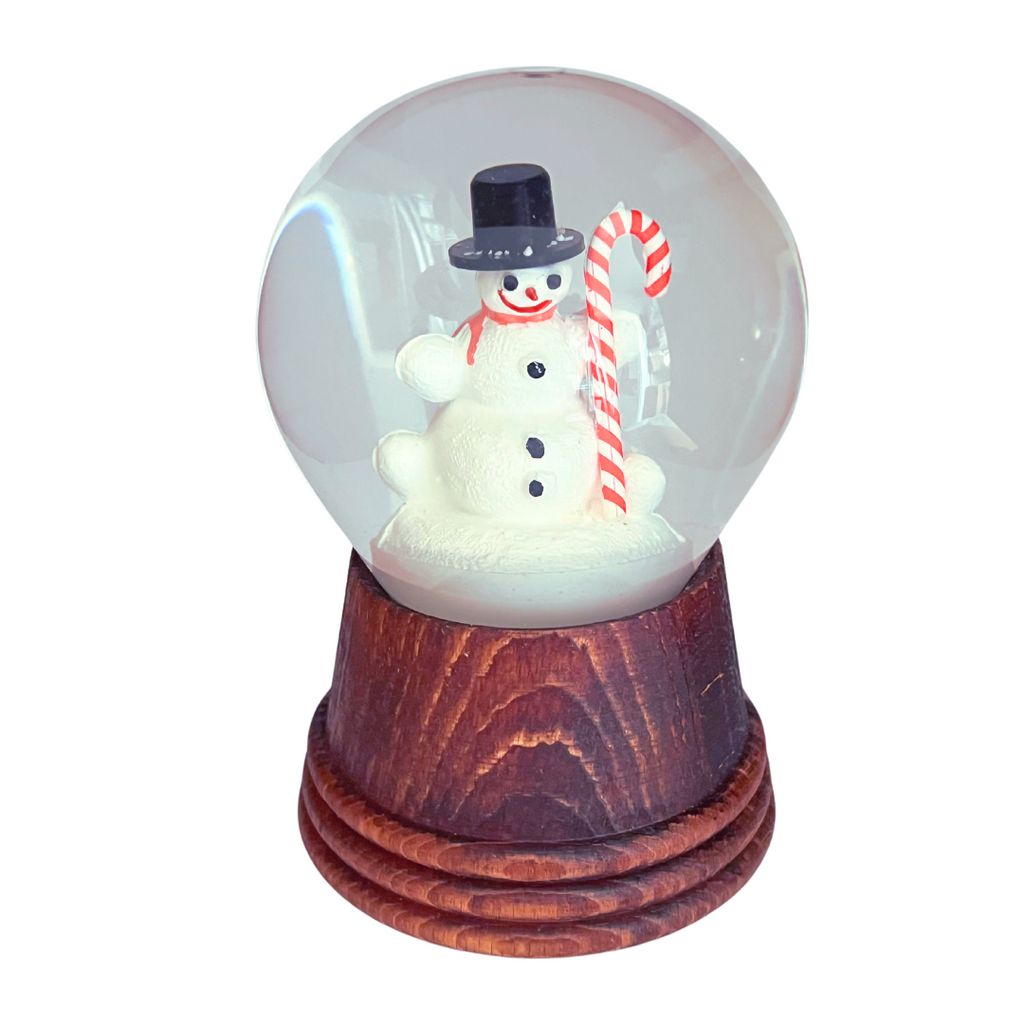 Medium Wooden Snowglobe · Snowman with Candy Cane