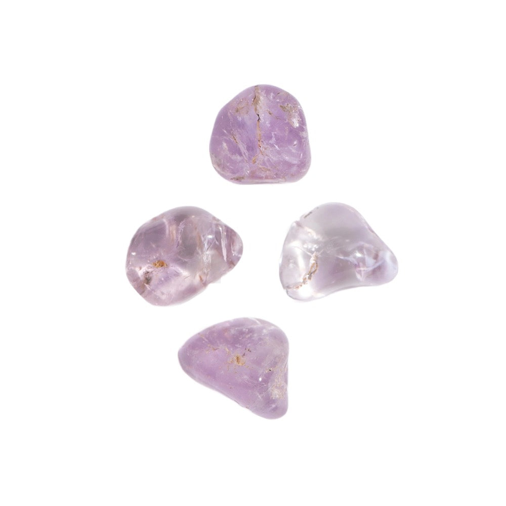 Set of 4 Mini Tumbled Amethyst Crystals + Pouch