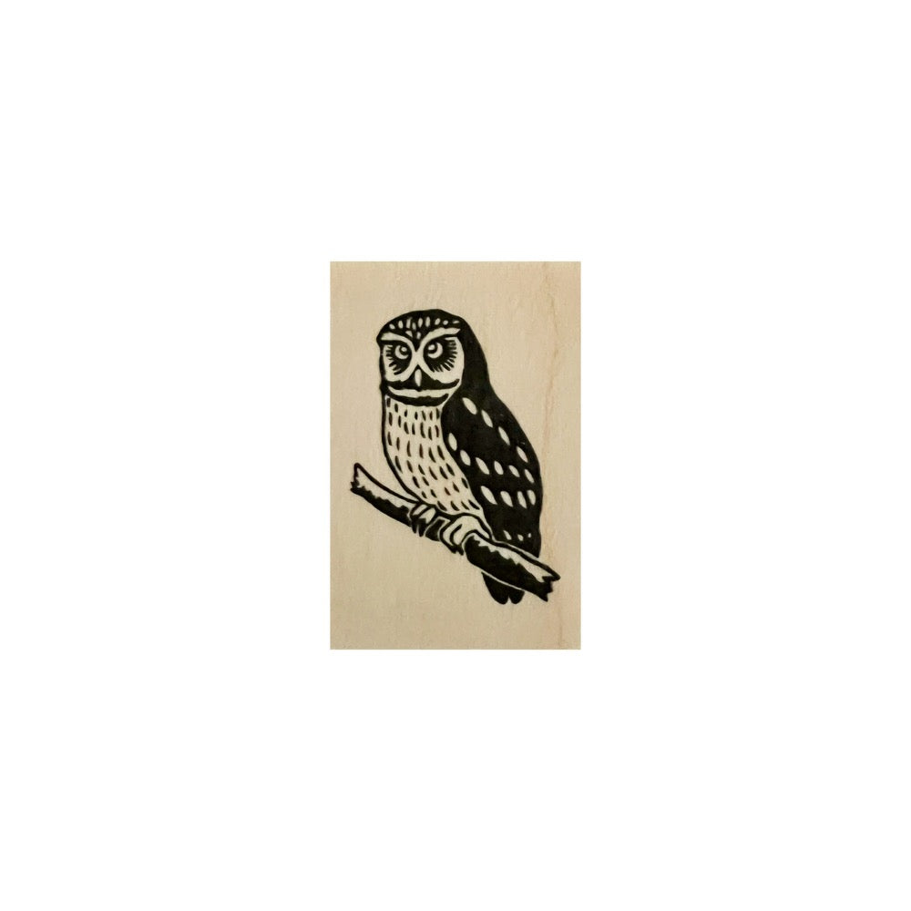 Mini Wooden Rubber Stamp · Owl