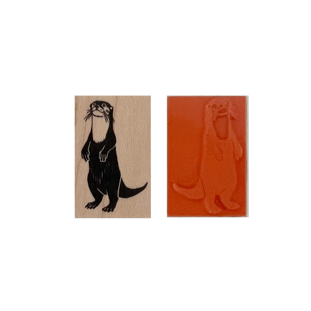 Mini Wooden Rubber Stamp · Sea Otter