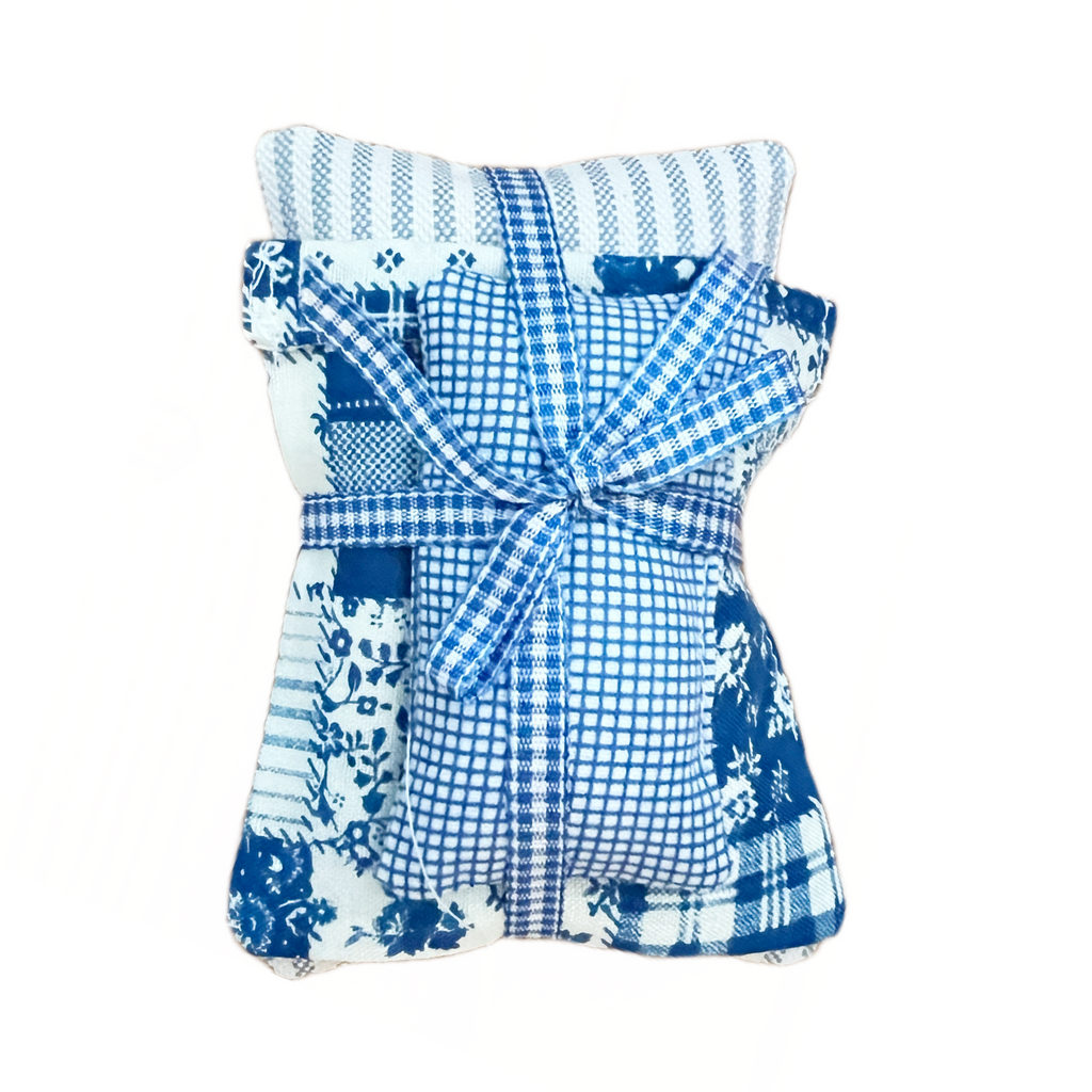 Miniature Patchwork Fairy Bedding · Blue Check