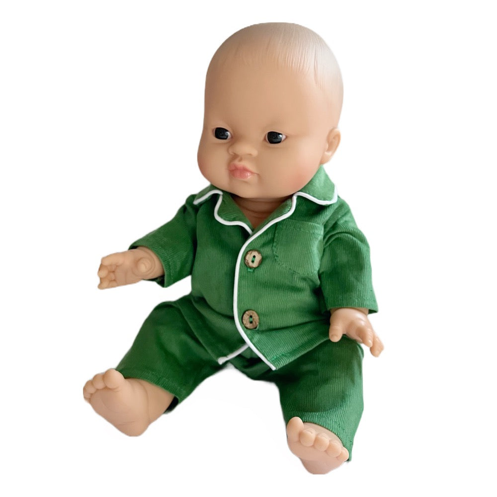 Minikane Bath Baby Boy Doll in Green Pajamas · Asian