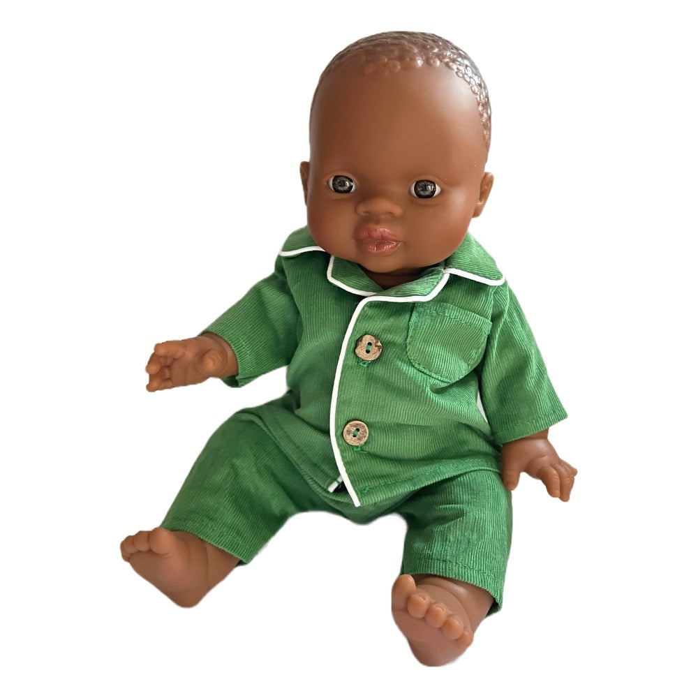 Minikane Bath Baby Boy Doll in Green Pajamas · Brown