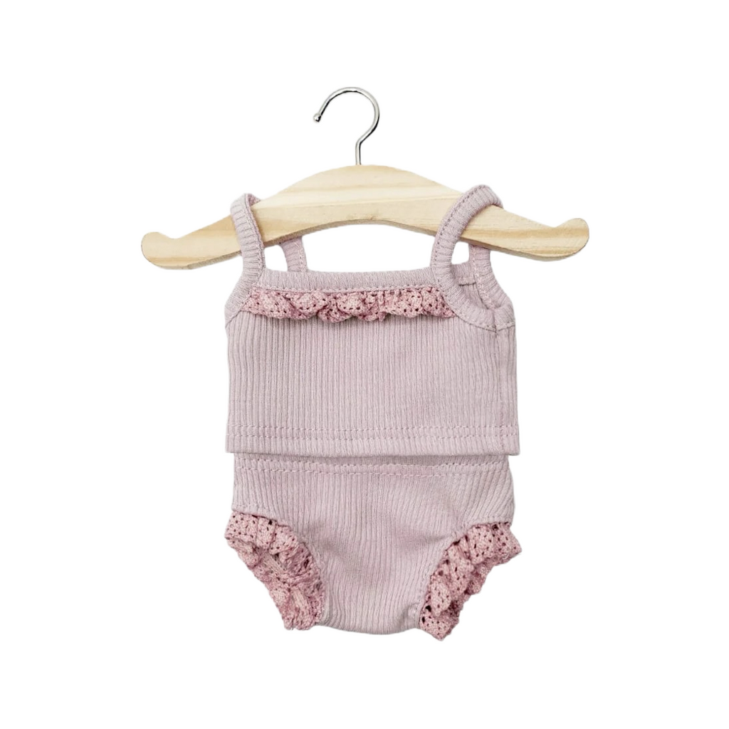 Minikane Bath Baby Doll Sized Dusty Rose Ruffled Underwear Set