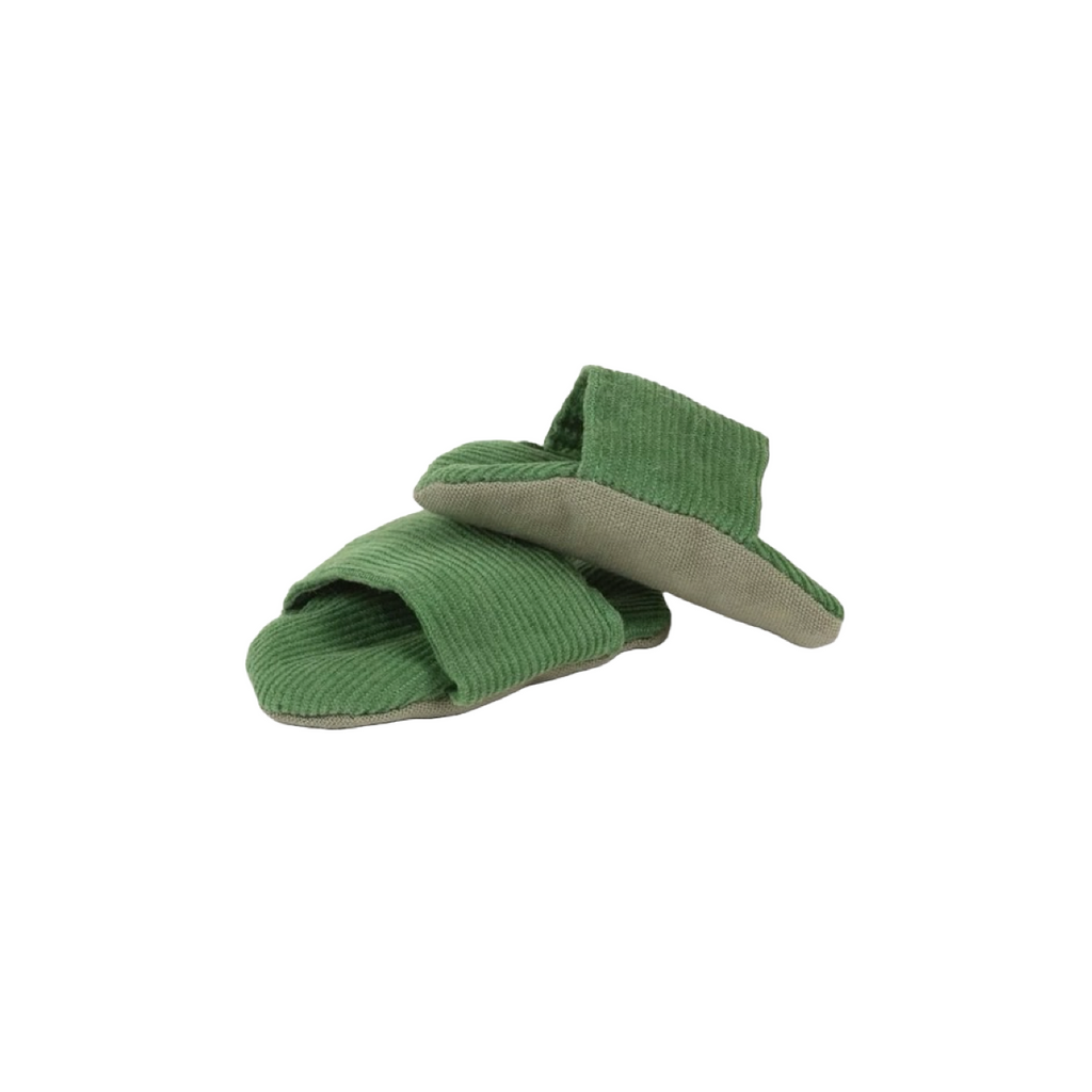 Minikane Bath Baby Doll Sized Green Corduroy Slipper Slides