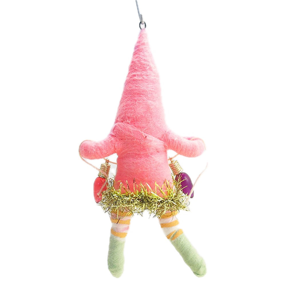 Vintage By Crystal Christmas Light Decorating Elf Ornament · Pink