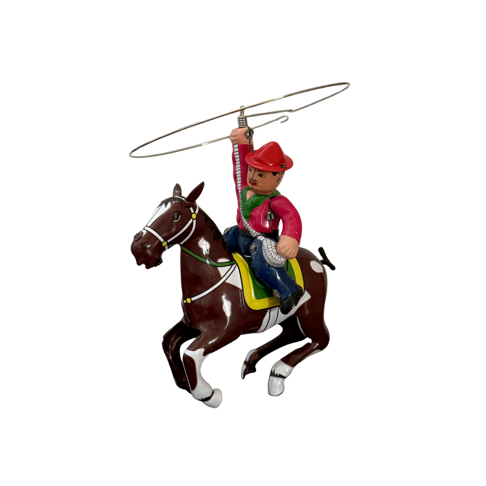 Retro Cowboy with Lasso Tin Wind-up Toy