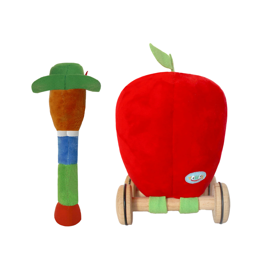 Richard Scarry Lowly Worm with Apple Car Plush Toy with Wheels