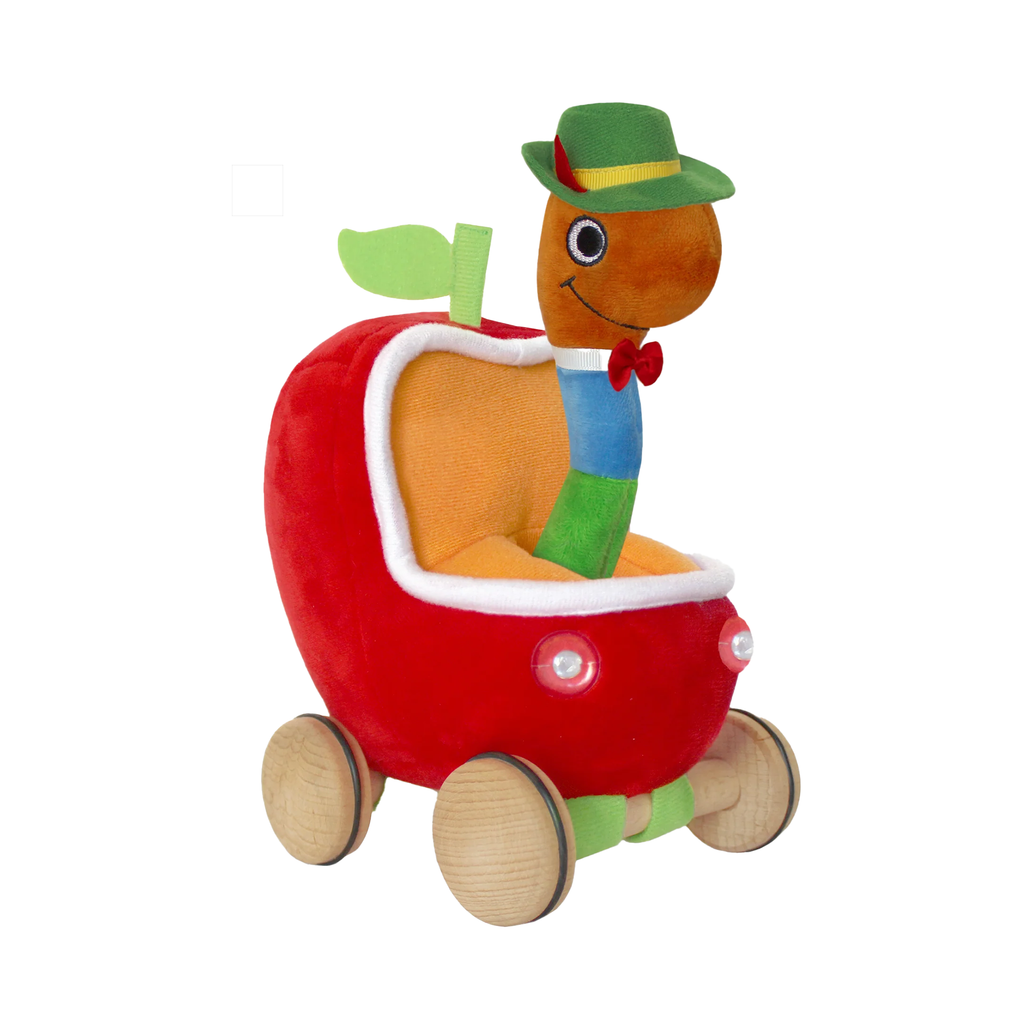 Richard Scarry Lowly Worm with Apple Car Plush Toy with Wheels