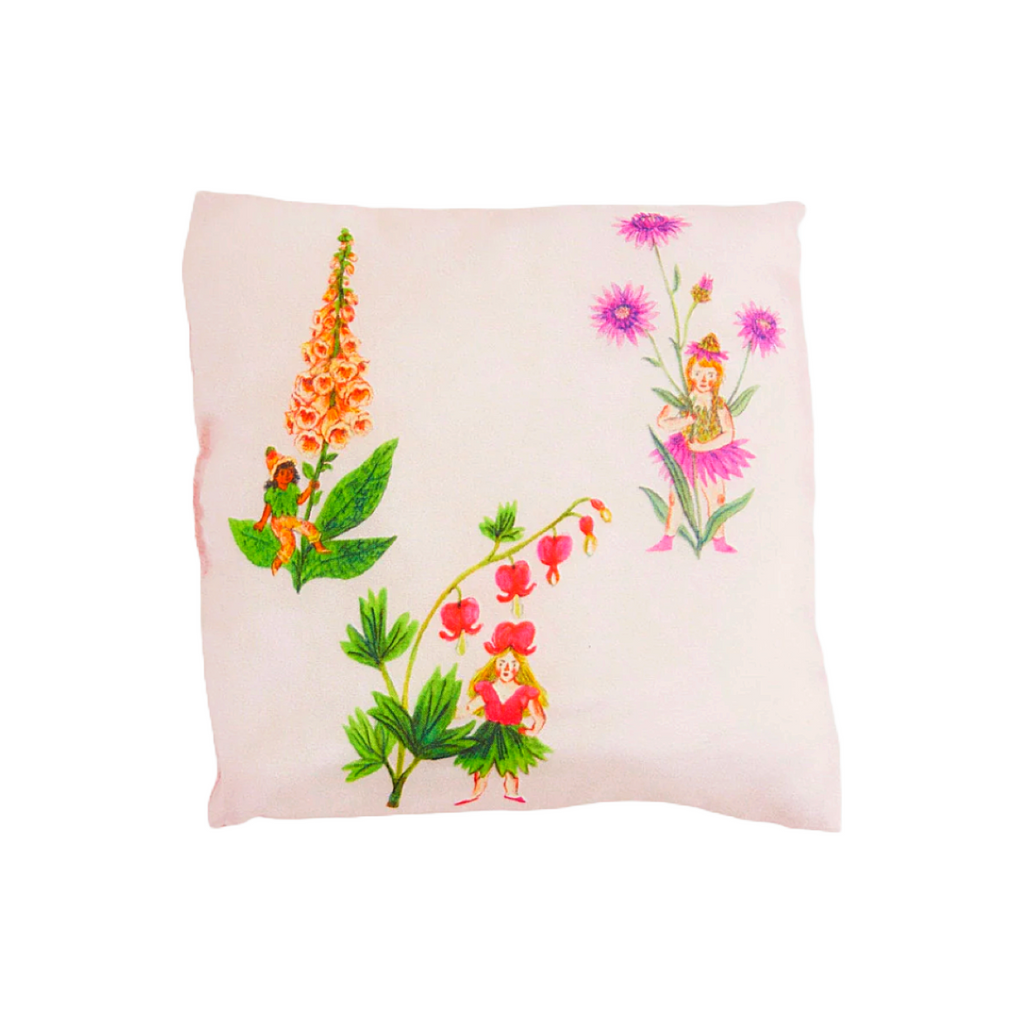 Sarah's Silks x Phoebe Wahl Tooth Fairy Pillow and Fairy Set · Pink Knautia Flower