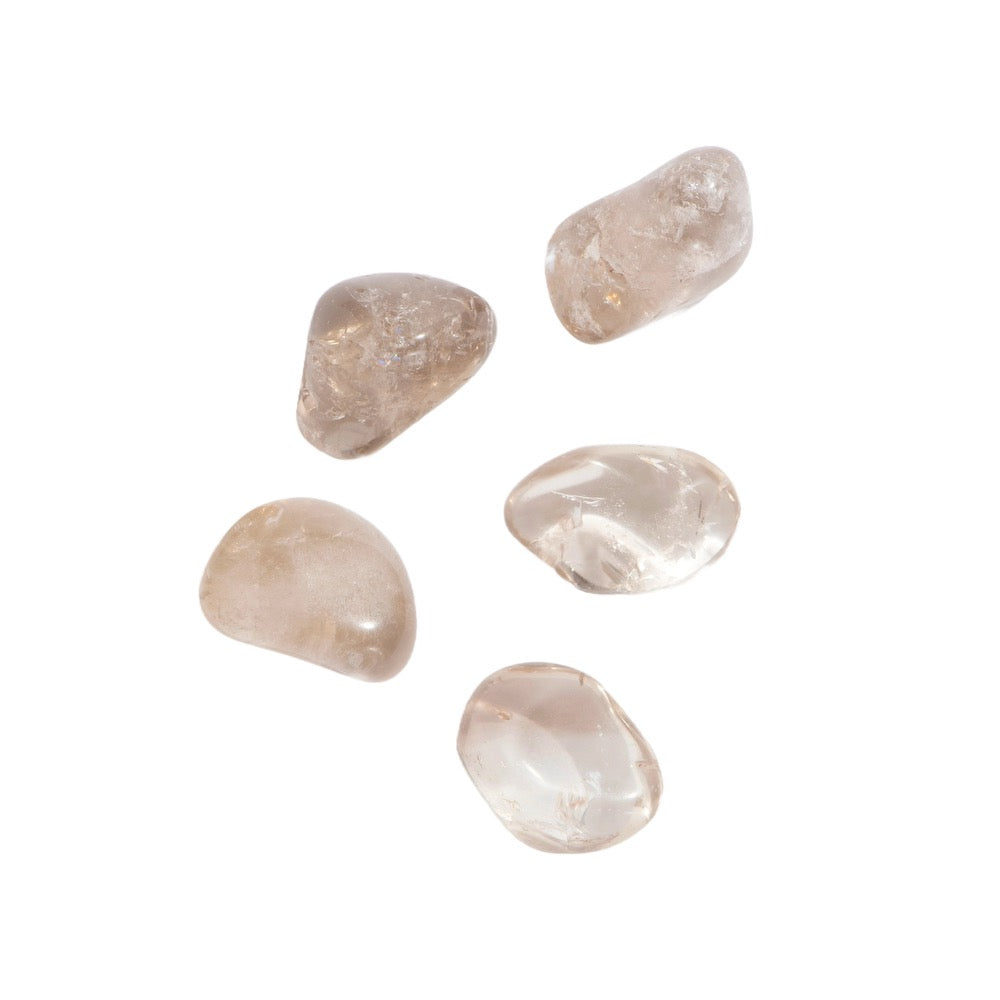 Set of 4 Mini Tumbled Smokey Quartz Crystals + Pouch