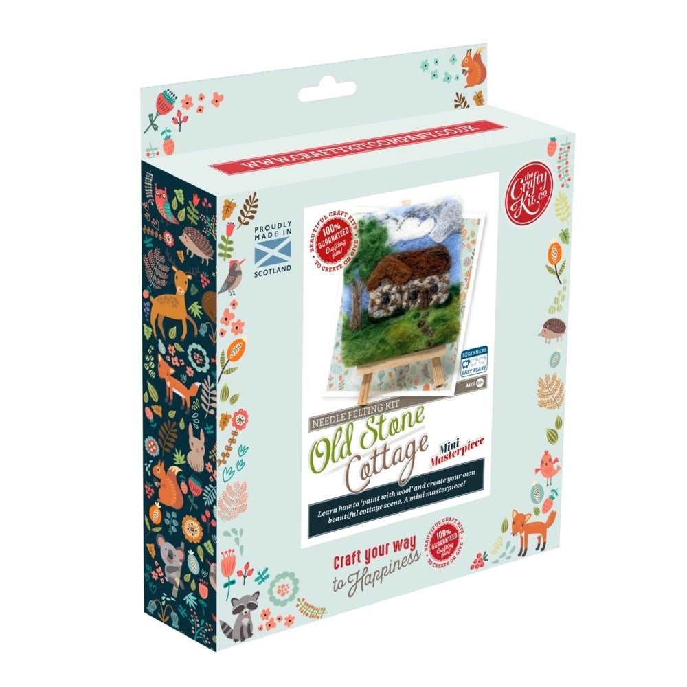 The Crafty Kit Company Paint with Wool: Mini Masterpiece Old Stone Cottage Craft Kit