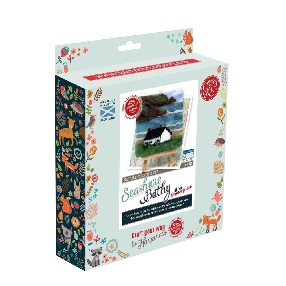 The Crafty Kit Company Paint with Wool: Mini Masterpiece Seashore Cottage Craft Kit