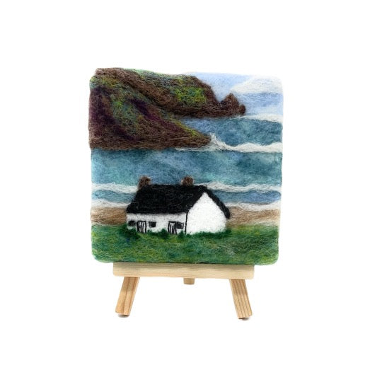 The Crafty Kit Company Paint with Wool: Mini Masterpiece Seashore Cottage Craft Kit